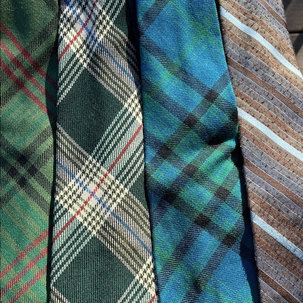 Vintage Men's Plaid Striped and Wool Ties Bundle - Set of 7